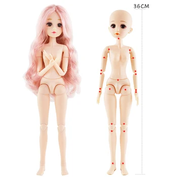 Novo 36 cm BJD Lutke Igrače s 3D Oči 22 Premično Spojen Žensko Telo Golo Gola Lutka Moda Lutke Igrača Za Dekleta Darilo