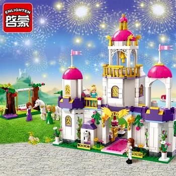 Prijatelj Princesa grad Violet Royal Carriag Avto gradniki Določa Združljiv gradu Princesa igrače za dekleta otrok