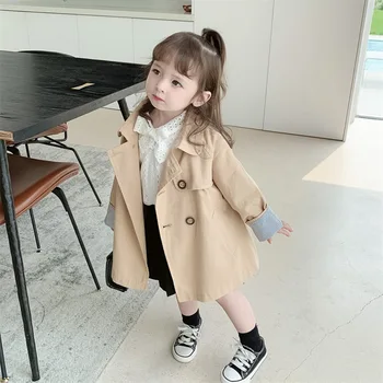 2020 Dekleta Novo Jeseni korejski Moda Dolgo Sleeved Otrok Windbreaker Suknjič