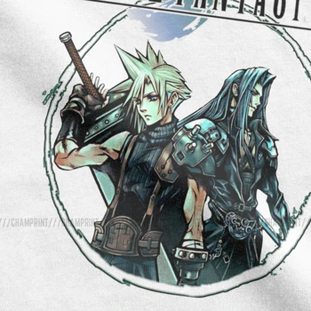 Moška T-Shirt Oblak & Sephiroth Prosti čas Tees Kratek Rokav Final Fantasy VII Video Igre Majica Crewneck Oblačila Tiskanje