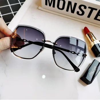 Luksuzne blagovne Znamke Kvadratnih sončna Očala Ženske Diamond Kovinski Okvir Prevelik sončna Očala Za Žensko Gradient Rimless Očala Oculos UV400