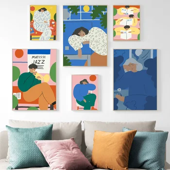 Abstraktna Slika Matisse Wall Art Platno Slikarstvo Nordijska Platno Plakatov In Fotografij Letnik Stenske Slike Za Dnevna Soba Dekor