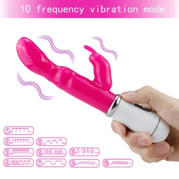 Rabbit Vibrator, Vibrator Sex Igrače za Ženske Dvojno Vibracij, Vodotesno Silikonsko Ženske Vagine, Klitoris Massager G Spot Stimulator