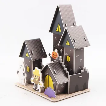 3d tridimenzionalne Sestavljanke Halloween Darilo Zabaviščni (Hiša strahov), otroške Igrače Puzzle Diy Papir Model Halloween Dekoracijo