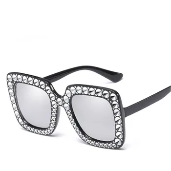 Ženske Prevelik Letalstva Kvadratnih Sončna Očala Ženske Diamond Nov Modni Oblikovalec Blagovne Znamke Black 2018 Ženska Sončna Očala Oculos
