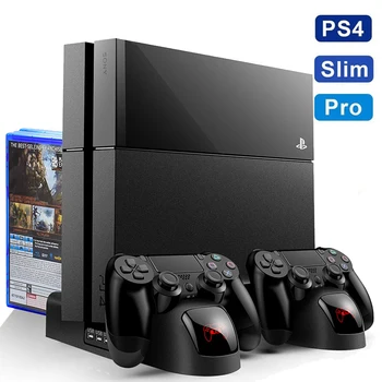 PS4/PS4 Slim/PS4 Pro Dual Controller Polnilnik Dock Konzole Navpično Hlajenje Stojalo polnilno Postajo LED Ventilator Za SONY Playstation 4