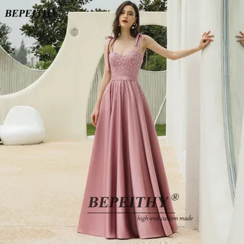 BEPEITHY Ljubica-Line Roza Večerna Obleka Za Ženske do leta 2020 Prilagodljivih Trakov Beading Maturantski Oblek po Meri drugih Narejen Plus Velikost
