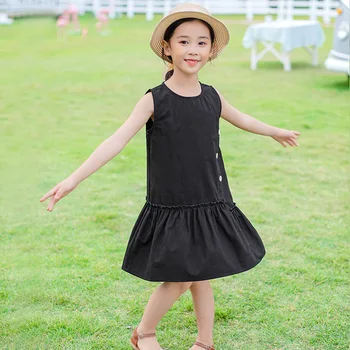 Bombaž Novo 2020 Poletje Najstnik Fant Obleke Za Dekle Elegantno Baby Oblačenja Otrok Ruffles Otroci Oblačila Dekleta 9 Do 14 Let