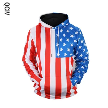 Nova Moda Hooded Majica Moški 3d Hoodies Tiskanja Rdeča Bela Modra ZDA Zastavo Unisex Puloverju Moških Oblačil Ulične blagovne Znamke