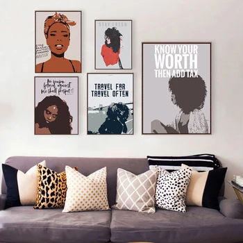 Osebnost Platno Slikarstvo African American Art Afriška Ženska Sliko spoznaj Svojo Vrednost Umetnost Plakata Zidana in Dekorativno Slikarstvo