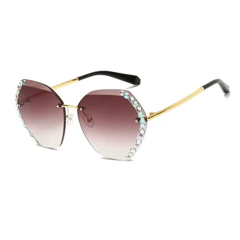 2020 Novo Prevelik Rimless Kvadratnih Sončna Očala Ženske Luksuzne Blagovne Znamke, Modni Gradient Jasno Objektiv Enem Kosu Moških Očala Gafas