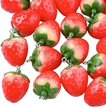 10Pcs Strawberry Sadje Smolo Čare Obesek Imitacije Rastlinsko Hrano Obeski Za DIY Uhan Ogrlica Ključnih Verige, Izdelava Nakita