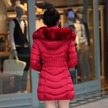 2019 debel zimski plašč ženske trdna Srednje Dolgo Jakna ženske zadrgo krzno toplo zimsko jakno obleko dame parka manteau femme