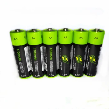 6pcs/veliko Vroče prodaje ZNTER AA Bateriji 1,5 V AA 1700mAh USB Polnjenje Litij Baterija Bateria brez Micro USB Kabel