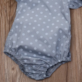 2Pcs/Set Polka Dot Newborn Baby Dekleta Obleke Metulj Rokav Romper Jumpsuit Sunsuit Obleke