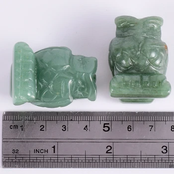 Jade Sova Figurice Miniature Aventurine ročno Izrezljane Mini Živalski Zdravljenje Naravni Kristalni Kamen Dom Dekoracija dodatna Oprema