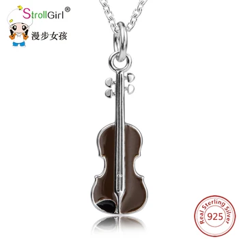 925 Sterling Srebro Violino Ogrlico, Obesek 2020 Ženske Glasba Lepe Nakit Darilo