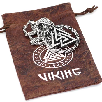 Moški iz Nerjavečega jekla Viking Valknut dragon Amulet Ogrlico, Obesek