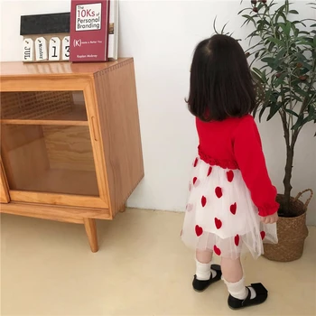 Baby Dekleta Oblačenja za otroška Oblačila Srčkan Otroci Rdeče Risanka Emboridery Očesa Obleke