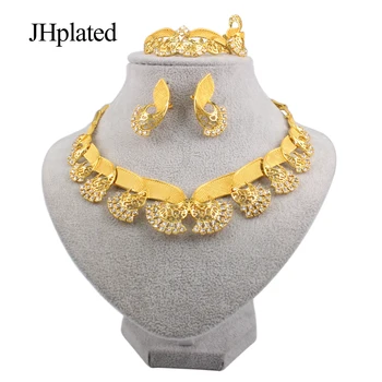 Luksuzni Afriške 24K zlata barva nakit sklopov ogrlico, Obesek, uhani, zapestnica poročni prstani poročni žena, darila za ženske, Nastavite