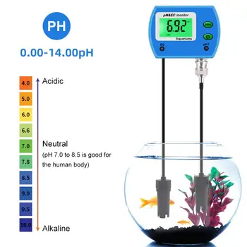 Digitalni LCD Zaslon pH es meter Akvarij Bazen Kakovosti Vode Tester 0-14 let.00 PH 19.99 ms/cm Vode Čistilec Prevodnost PH Meter