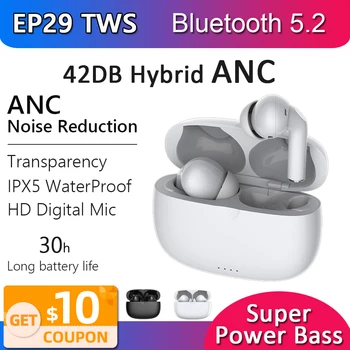 EP29 TWS Aktivni šumov TWS Čepkov 42dB ANC 30 DECEBEL Bluetooth 5.2 Slušalke Globina Feedforward + Povratne informacije Hibridni ANC