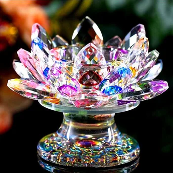 110 mm Feng shui Quartz Crystal Lotus Flower Obrti Stekleni obtežilnik za papir Okraski Figurice Doma Poroka Stranka Dekor Darilo, Spominek