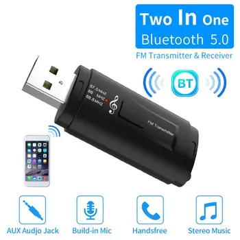 Nov Avto, USB, Bluetooth 5.0 Avdio Sprejemnik Oddajnik Adapter 3,5 MM Jack za Zvok Glasbe FM Stereo Brezžični Adapter Za TV MP3, PC