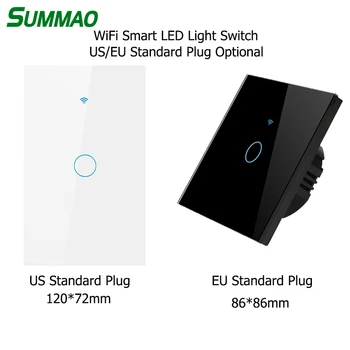 ZDA/EU Vtič WiFi Smart LED Luči Stikalo Ni Nevtralna Potrebno Stikala Steklena Plošča, Stene Touch Stikalo za Hotel Spalnica
