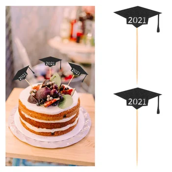 32Pcs 2021 Diplomi Torto Vstavite Toppers Trencher Skp Torto Dekorativni Toppers 2021 Diplomi Torto Dekoracijo Vložki