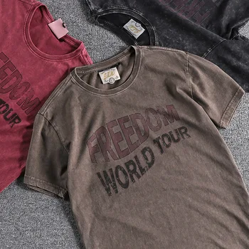 GustOmerD 2020 Novo Poletno T-shirt Moški Retro Slim Print majica Mens Priložnostne Krog Vratu Kratkimi Rokavi Tshirt Moški Oblačila