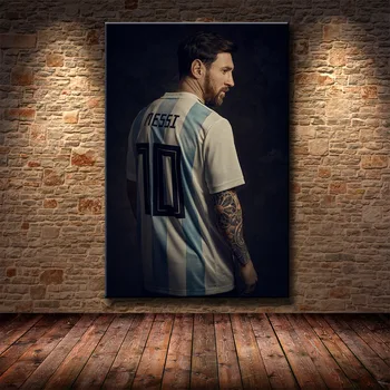 Nogometni Šport Star Lionel Messi Retro Platno Slikarstvo Plakatov in Fotografij Stenskih slikah, za Dnevni Sobi Doma Dekor Cuadros