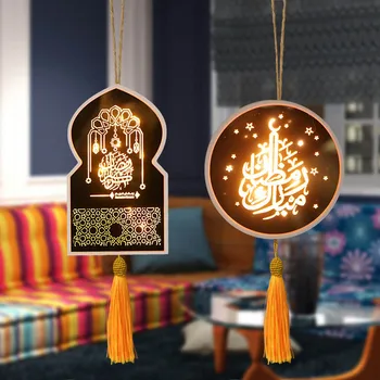 Ramadana Dekorativna Luč Lesene Luč Z LED Luči Festival Luč Vesel Eid 2021 Luči Dekoracijo
