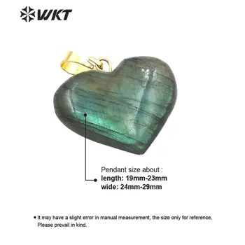 WT-P1506 Neverjetno naravno svetlo labradorite obesek v srce oblika gospa moda srce kamen obesek