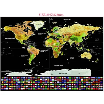 Nič Zemljevid World Travel Edition Deluxe Osebno Stenske Nalepke Dekor Za Dom