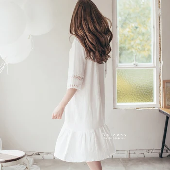 Nova Evropska Ameriška ženska elegantna princesa nightgowns ženska letnik sleepwear summer palace sladko spi doma obleko bele