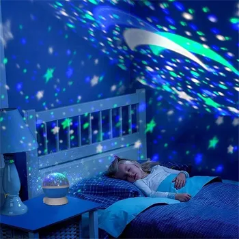 Ustvarjalne LED Nebo Projektorjem Star Luna Ponoči Luči Vrtenje Nočna Lučka za Otroke, Otroci, Otroška Soba Dekor Vrtec Božično Darilo