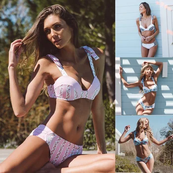 Seksi 2 kos dame kopalke 2019 novo natisnjeni vzorec kvačkanje bikini 40 D poliester natisnjeni visoke kakovosti kopalke Plažo