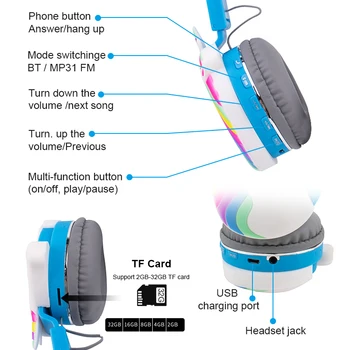 Novo Samorog brezžične slušalke Bluetooth nastavljena 5.0 slušalke, samorog podatkovni kabel z mikrofonom, otrok Božično darilo