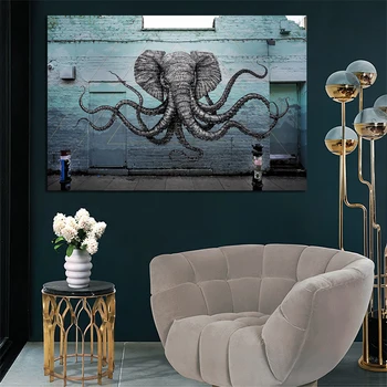 Zidana Slona Hobotnica Bitje, Slikarstvo, Tisk na Platno Pop Art Živalskih Stenske Slike za dnevno Sobo Cuadros Dekor Brez Okvirja
