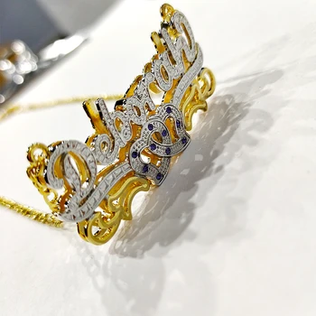 DODOAI po Meri Ogrlica Dvojno pozlačeni tovarniška ploščica 3D Ogrlica Osebno Ogrlice Choker Diamond Birthstone Ogrlica