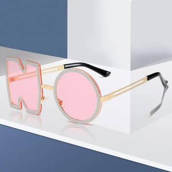 Nov Modni Diamant sončna Očala Ženske Luksuzne blagovne Znamke, Oblikovanje Kovin Dopisom ŠT sončna Očala Ženski UV400 ShadesEyewear Oculos de sol