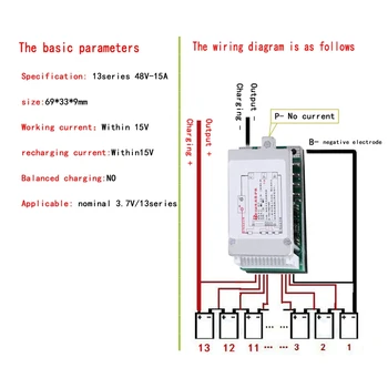 13S 48V 15A Li-Ion Lipolymer Baterije Protection Board BMS PCB Board z Heatsink za E-Kolo EScooter-Vroče