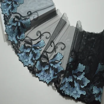 2Y/19 cm veliko Črno~Vijolično Gaza Modro~vijolično Vezenino Čipke Trim z Design za Poroke, Poročne