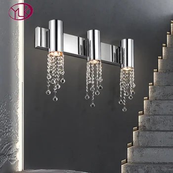 Sodobna Stopnišče steno rov svetlobe luksuzni postelji crystal stenska svetilka chrome/zlata stenski dekor led svetlobe, kristali napeljave