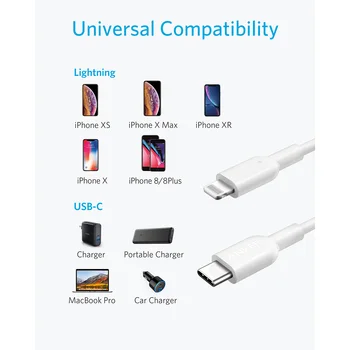 IPhone 12 Kabel Polnilnika, Anker USB C do Strela Kabla [3 m Apple MFi Certified] Vodih II za iPhone 12 serije