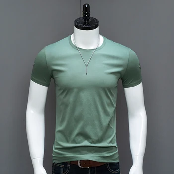 2020 Oblačila 9 Barve Moški Majica s kratkimi rokavi Moški Mercerized Bombaža T-srajce O-Vratu T-shirt Kratek Rokav Za Človeka Barva M-4XL
