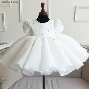Baby 1. Rojstni dan, Poroko Obleko Pearl Princesa Dekleta Obleko Čipke Otroci Obleke Za Dekle Otroka, Krst Obleko Najstniških Žogo Obleke