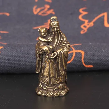 Vintage Bronasto Kitajski Zlate Blagoslova Bogastvo življenjsko dobo Kipi Antični Kitajski Feng Shui Okraski Baker Buda Figurice