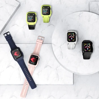 UEBN Za Apple Watch 40 mm 44 Band & Primeru Pribor Trak Zapestnica za Apple gledati Serije 5 4 3 Silikonski Watchband Pokrov